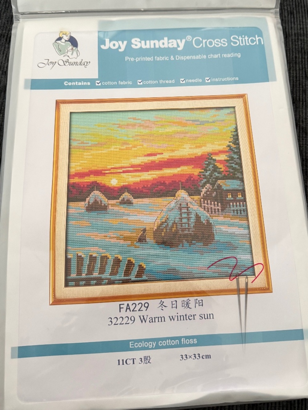Warm Winter Sun 11 Count Aida Joy Sunday Cross Stitching Kit New